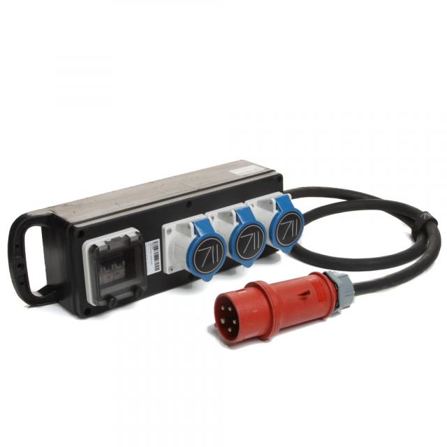 CEE 32 A tri-phase Distributor (red) &gt; 3x32A (blue) for 4kW HMI/Briese H5